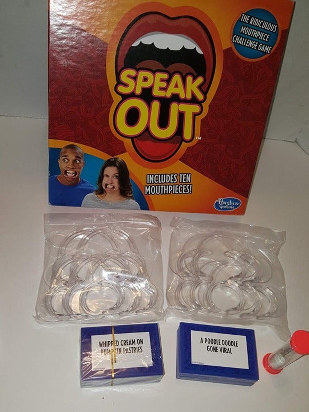 Hasbro Speak Out Board Game with 10 Mouth Pieces Complete